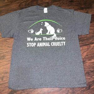 Gildan Gray Short Sleeve Tee - Stop Animal Cruelty Design